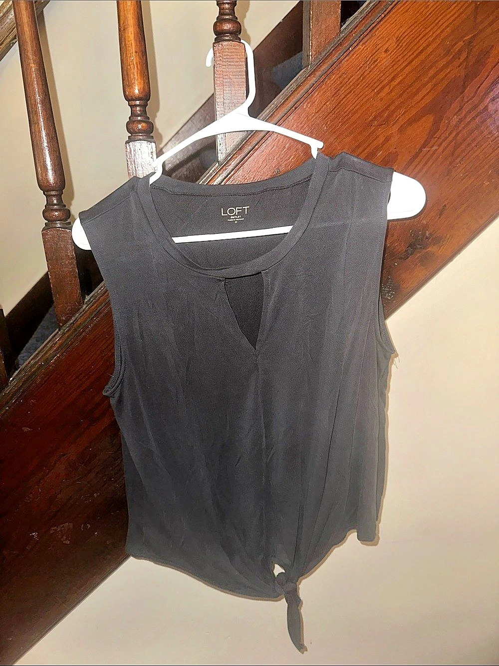 LOFT Black Tie-Hem Tank Top Like New